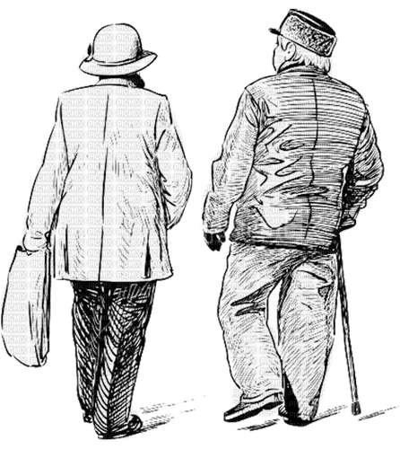 #old #woman #man #back #walking - δωρεάν png
