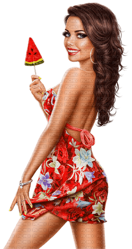 Woman and watermelon. Leila - PNG gratuit