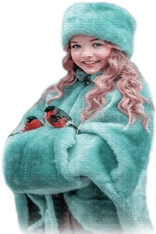 soave children girl winter pink teal - Free PNG