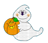 cute ghost holding a pumpkin gif - Gratis geanimeerde GIF