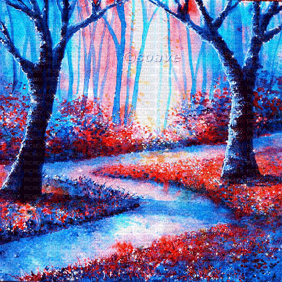 soave background animated  forest painting - GIF เคลื่อนไหวฟรี