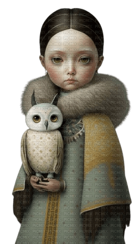 girl with owl - nemokama png