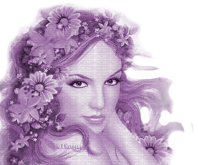 Y.A.M._Fantasy woman spring summer purple - Free PNG