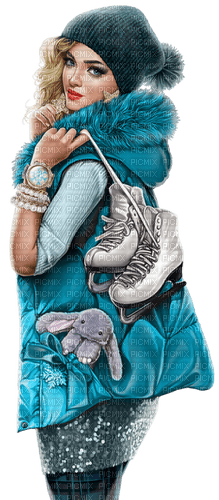 Winter. Woman with skates. Leila - Free PNG