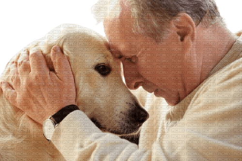 alter Mann mit Hund - png gratis