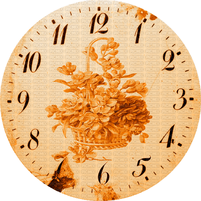 Clock-Parts, Clock-Face, Clocks, Deco, Decoration, Flower, Flowers, Orange - Jitter.Bug.Girl - PNG gratuit