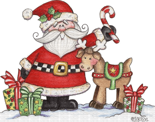 Weihnachtsmann, Ren, Geschenke - png gratuito