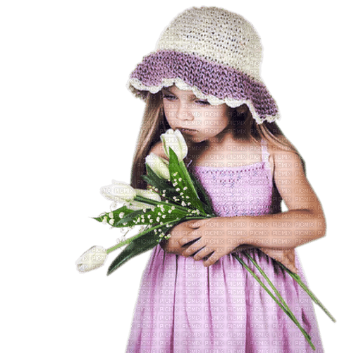 Child with Lily of the Valley/ enfant avec Muguet - bezmaksas png