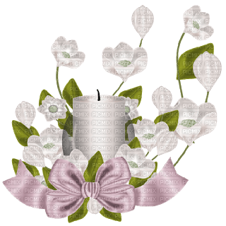 Kaz_Creations Flowers Flower Deco Ribbons Bows Candle Colours Candles - Free PNG