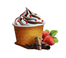 Dessert ice cream chocolate strawberry - Kostenlose animierte GIFs
