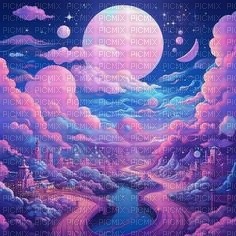 pink blue fantasy background - 免费PNG