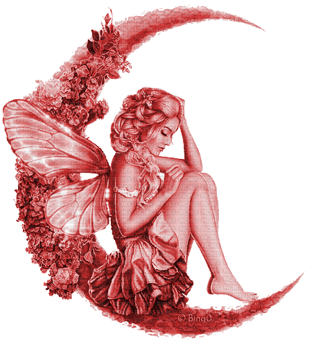 Y.A.M._Fantasy fairy moon red - Бесплатный анимированный гифка