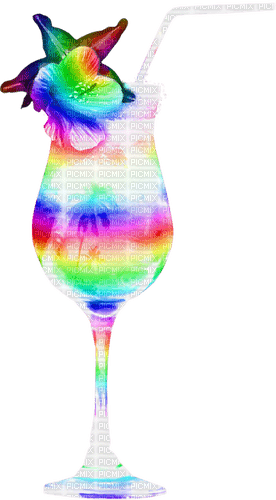 Cocktail.Flower.Rainbow - PNG gratuit