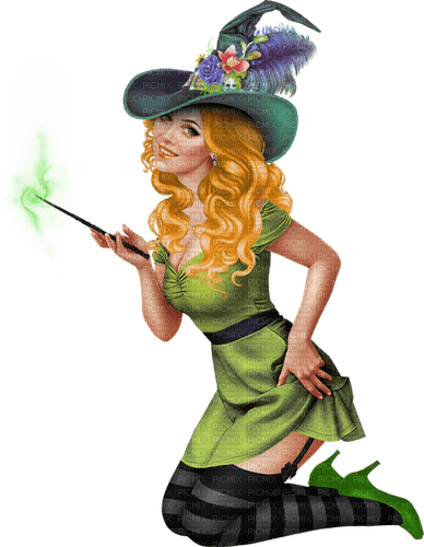 witch green woman halloween - бесплатно png