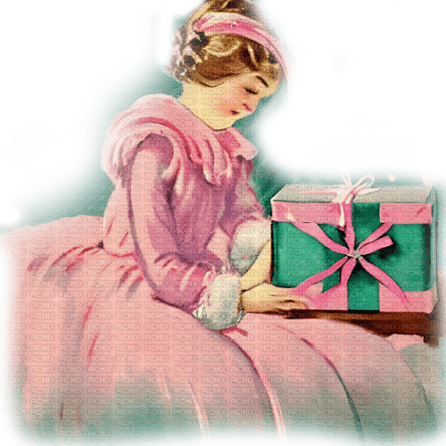 kikkapink pink teal girl vintage christmas - darmowe png