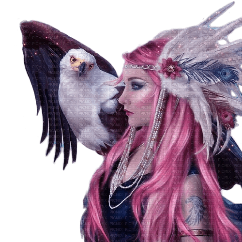 femme avec aigle.Cheyenne63 - PNG gratuit