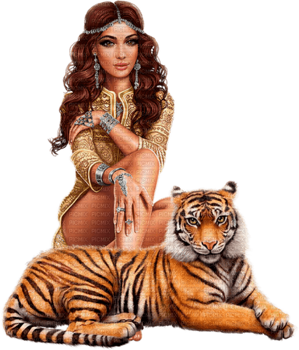Woman with a tiger. Egypt. Leila - δωρεάν png