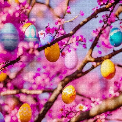Easter Eggs growing on a Tree - ingyenes png