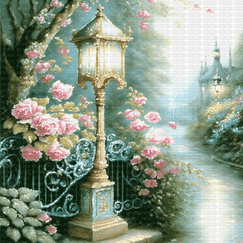 Background Spring fantasy roses - GIF animasi gratis