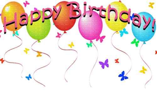 Happy Birthday Balloons and Butterflies - gratis png