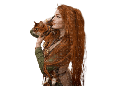 woman with cat bp - PNG gratuit