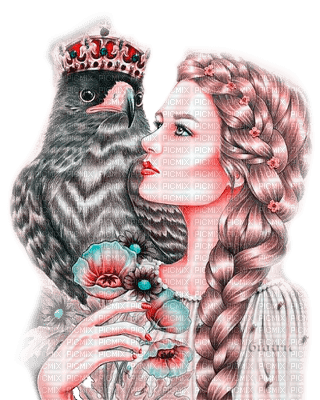 Y.A.M._Fantasy woman bird - png gratuito