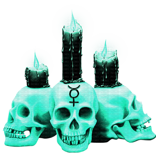 Gothic.Skulls.Candles.Black.Teal - δωρεάν png