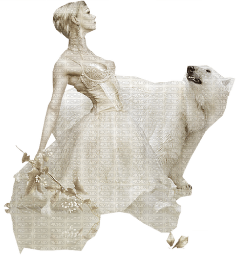 dolceluna fantasy white woman bear winter - PNG gratuit