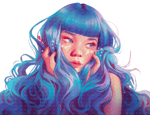 dolceluna girl fantasy blue hair woman - 免费PNG