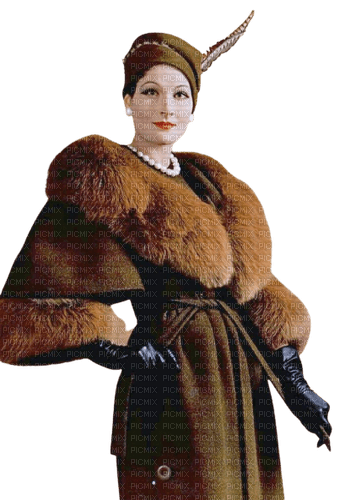 kikkapink vintage woman winter brown - nemokama png