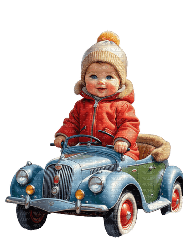 loly33 enfant voiture hiver - png gratis