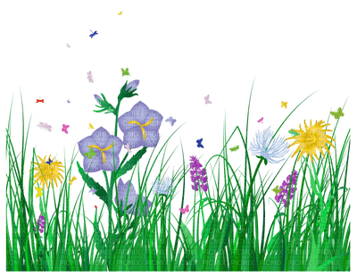 Kaz_Creations Deco Grass  Flowers Butterflies - PNG gratuit