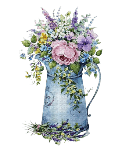vintage pot et fleurs - kostenlos png