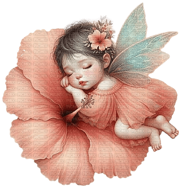 Hada durmiendo en la flor - ücretsiz png