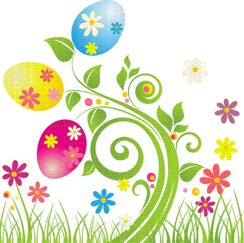 Flores ovos de Páscoa - бесплатно png