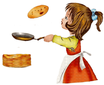girl pancake bake cook paintinglounge - png ฟรี