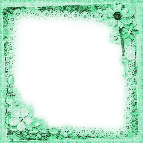 Green Flowers Frame - By KittyKatLuv65 - δωρεάν png