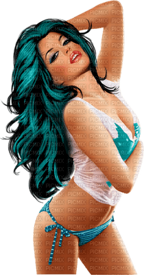 woman blue hair bp - zdarma png