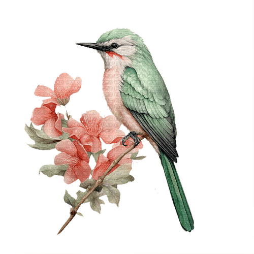 ♡§m3§♡ bird peach teal nature - Free PNG