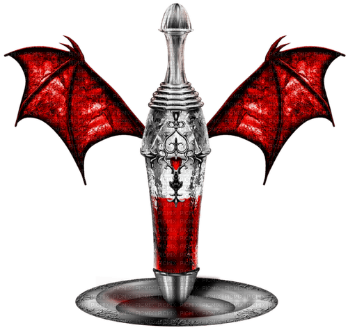 Bottle.Wings.Blood.Silver.Red.Black - 免费PNG
