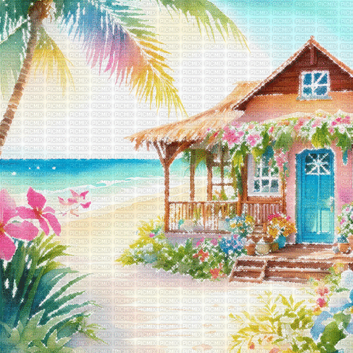 ♡§m3§♡ kawaii beach house animated pink - Darmowy animowany GIF