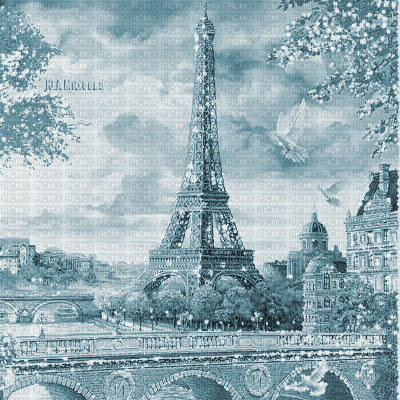 Y.A.M._Landscape Paris city blue - GIF เคลื่อนไหวฟรี