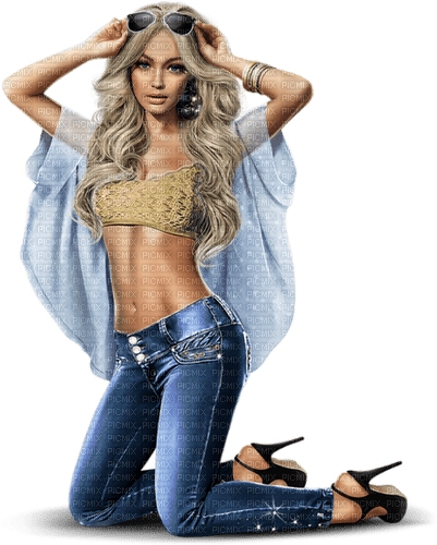 Femme en jeans - gratis png