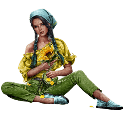 sunflower woman - PNG gratuit
