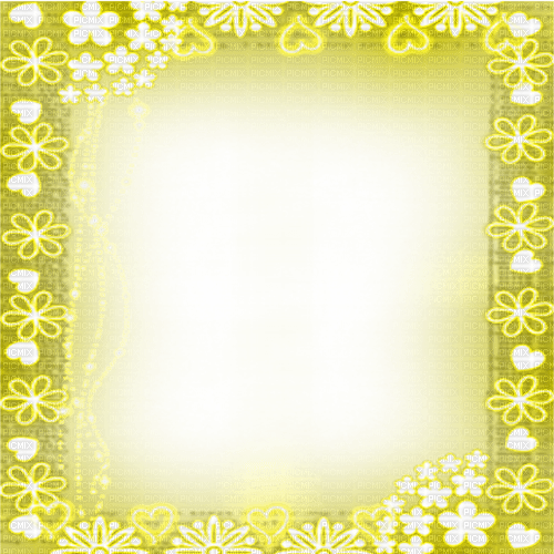 Frame.Flowers.Hearts.White.Yellow - png gratuito