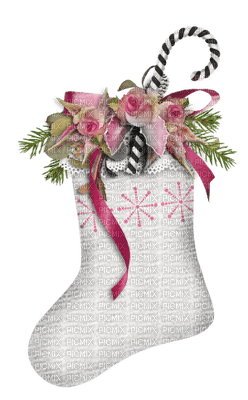 Pink & White Stocking - PNG gratuit