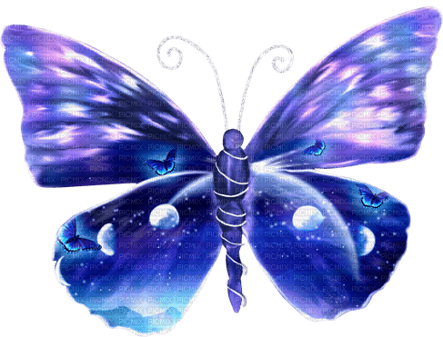 kikkapink deco scrap blue butterfly purple - PNG gratuit