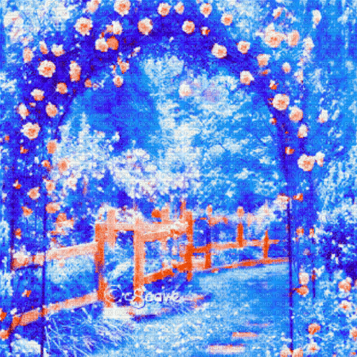 Lu  / BG. anim.vintage.garden.blue.idca - 免费动画 GIF