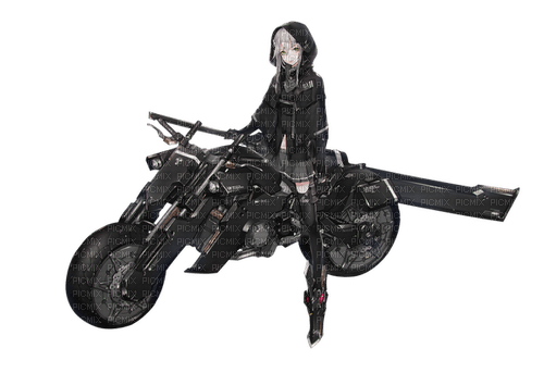 ✶ Anime Girl {by Merishy} ✶, anime , manga , cartoon , girl , motorbike ,  rock , dark , black - Free PNG - PicMix