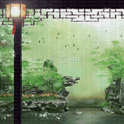 soave background animated oriental green brown - 免费动画 GIF